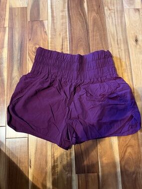 Zenana Outfitters Plum High-Waist Ruched Casual Shorts